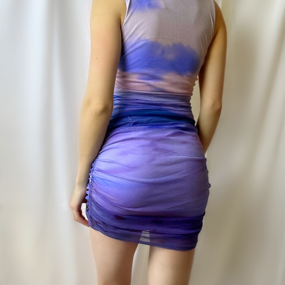UO BODYCON MESH ROUCHED DRESS - Picture 2 of 3